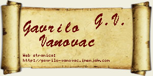Gavrilo Vanovac vizit kartica